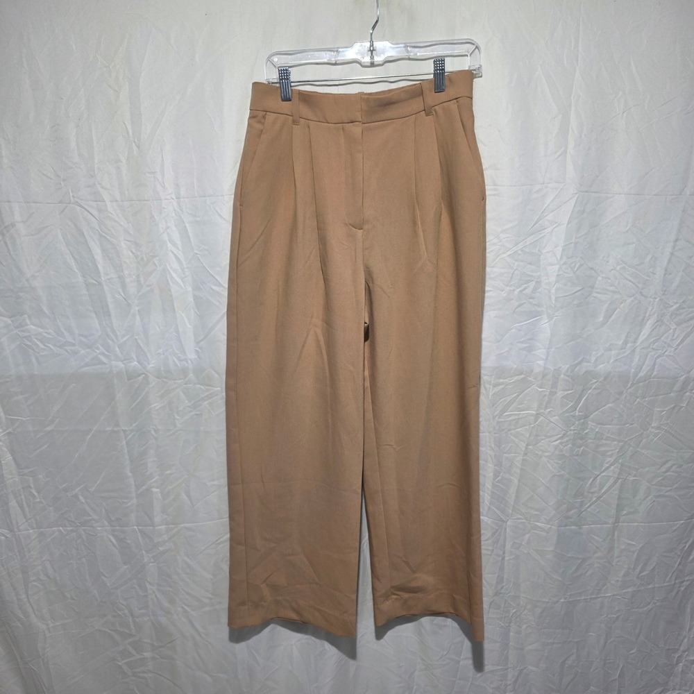 Abercrombie & Fitch Sloane Tailored Pant Tan Khaki Pleated Wide Leg Size 10S 30